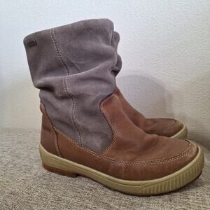 Cougar Willow grey suede brown leather pull on waterproof snow boot womens 6